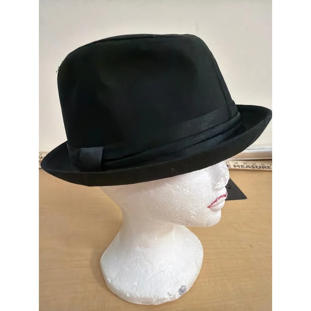 Classic Black Fedora Hat Pleated Band Structured Dress Hat Style S138